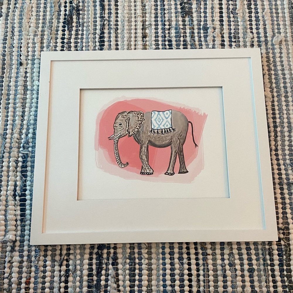 Watercolor print with White Wooden Frame.